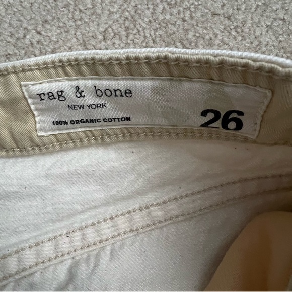 rag & bone Rosa Mid-Rise Boyfriend Jeans in Ecru with Distressing / Raw Hem - Picture 12 of 15